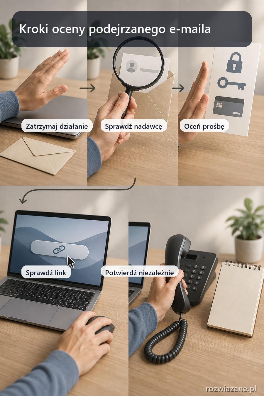 Kroki bezpiecznej oceny podejrzanej wiadomości e-mail